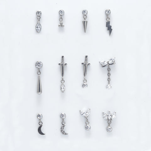 16G ASTM F136 Titanium Dangling Pendant Labret Stud