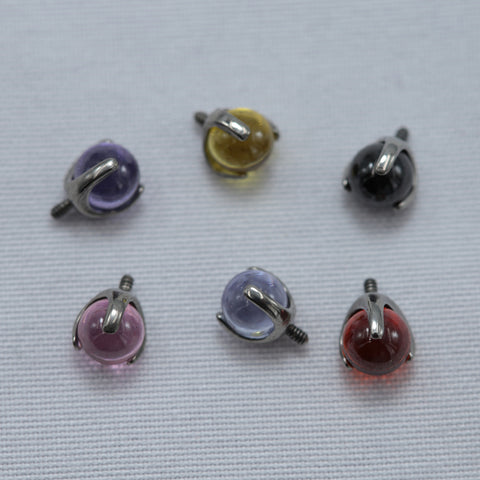 14G 16G ASTM F136 Titanium Labret Barbell Prong Setting Crystal