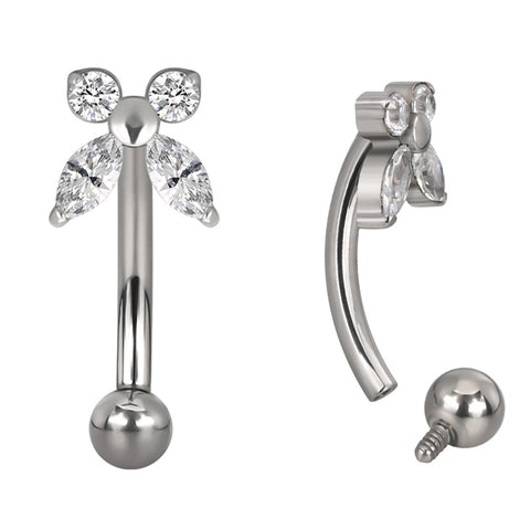 14G ASTM F136 Titanium Vertical Butterfly Belly Button Ring 1808