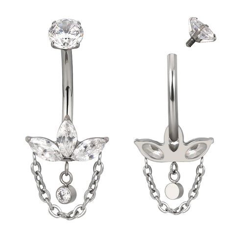 14G ASTM F136 Titanium Pendant Dangle Chain Belly Button Ring 1787