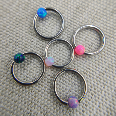 16G G23 Titanium Captive Bead Ring with Vary Opal Jewelry