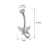 14G ASTM F136 Titanium Butterfly with Tail Belly Button Ring 0075