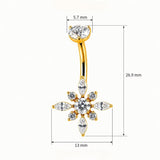 14G ASTM F136 Titanium 4 Marquise With 5 CZ Belly Button Ring 0063
