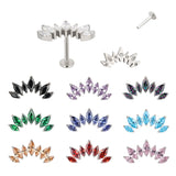 16G ASTM F136 Titanium 7 Prong Set Marquise CZ Larbet Stud 1050