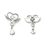 16G ASTM F136 Titanium Heart Wing Pendant Dangle Labret Stud Earring