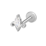 16G ASTM F136 Titanium Marquise Cartilage Helix Labret Stud Earring 1957