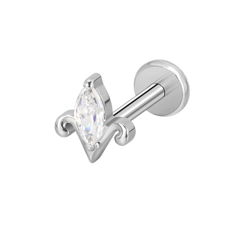 16G ASTM F136 Titanium Marquise Cartilage Helix Labret Stud Earring 1957