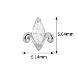 16G ASTM F136 Titanium Marquise Cartilage Helix Labret Stud Earring 1957