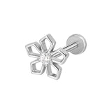 16G ASTM F136 Titanium Hollow FLower Cartilage Helix Labret Stud Earring 1964