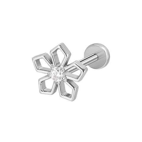 16G ASTM F136 Titanium Hollow FLower Cartilage Helix Labret Stud Earring 1964