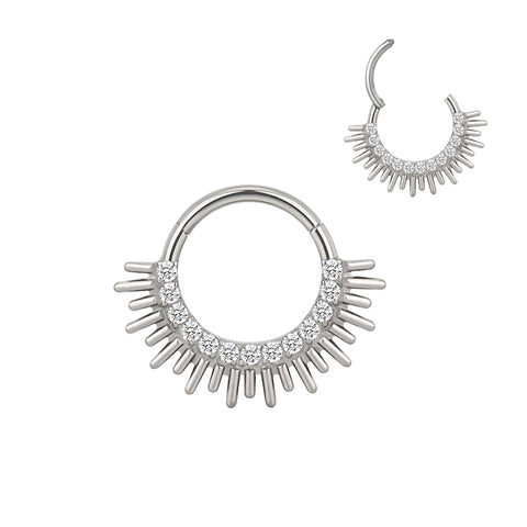 16G ASTM F136 Titanium Septum Clicker Hinged Ring 1518