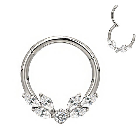 16G ASTM F136 Titanium Septum Clicker Hinged Ring 1606