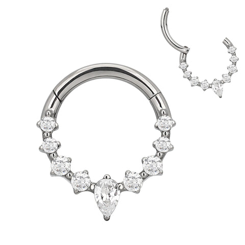 16G ASTM F136 Titanium Septum Clicker Hinged Ring 1619