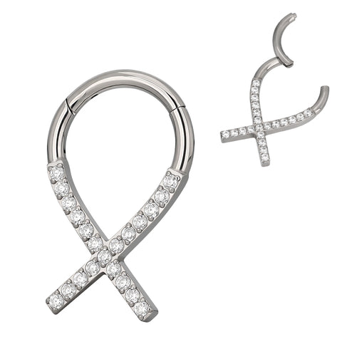 16G ASTM F136 Titanium Septum Clicker Hinged Ring 1623