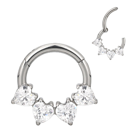 16G ASTM F136 Titanium Septum Clicker Hinged Ring 1633