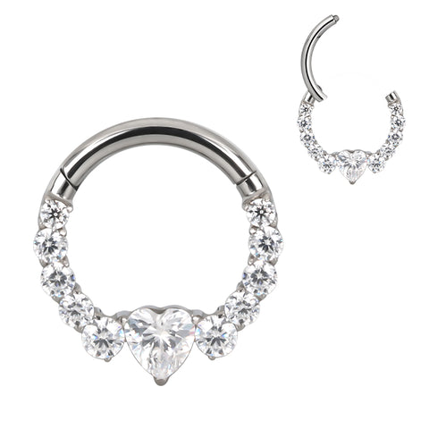 16G ASTM F136 Titanium Septum Clicker Hinged Ring 1656