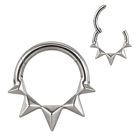 16G ASTM F136 Titanium Septum Clicker Hinged Ring 1675