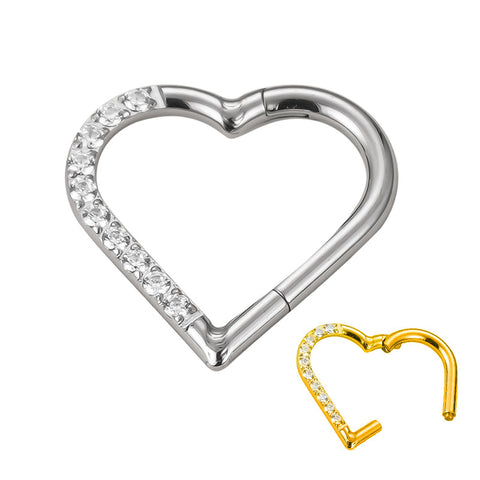 16G ASTM F136 Titanium Segment Ring Clicker a forma di cuore
