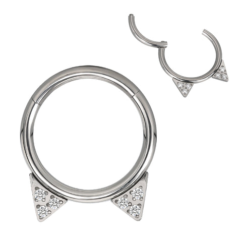 16G ASTM F136 Titanium Septum Clicker Hinged Ring 1689