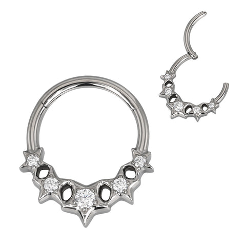 16G ASTM F136 Titanium Septum Clicker Hinged Ring 1690