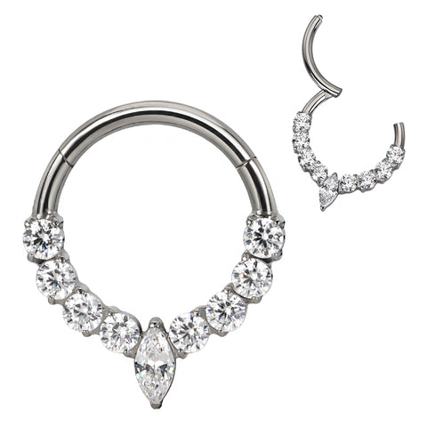 16G ASTM F136 Titanium Septum Clicker Hinged Ring 1693