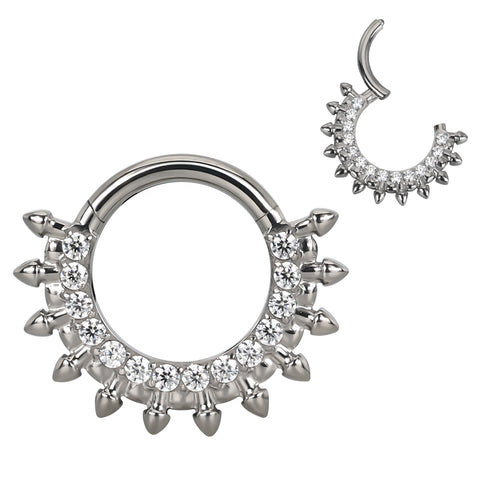 16G ASTM F136 Titanium Septum Clicker Hinged Ring 1694