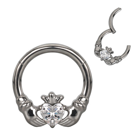 16G ASTM F136 Titanium Septum Clicker Hinged Ring 1704