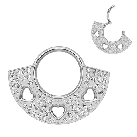 16G ASTM F136 Titanium Septum Clicker Hinged Ring 1706