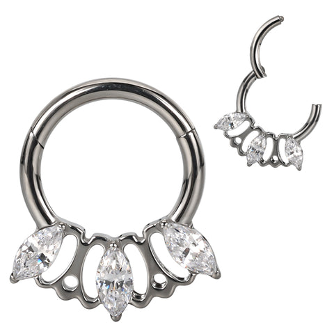 16G ASTM F136 Titanium Septum Clicker Hinged Ring 1707