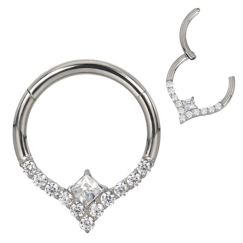 16G ASTM F136 Titanium Septum Clicker Hinged Ring 1722