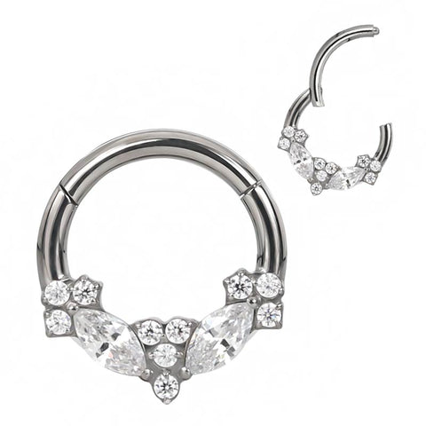 16G ASTM F136 Titanium Septum Clicker Hinged Ring 1744