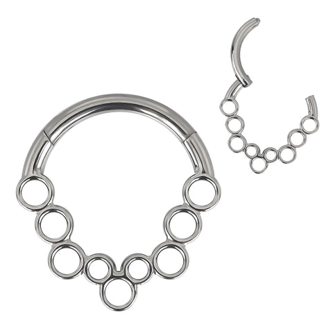 16G ASTM F136 Titanium Septum Clicker Hinged Ring 1780