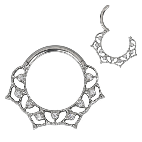 16G ASTM F136 Titanium Septum Clicker Hinged Ring 1789