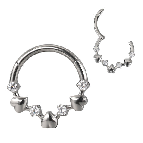 16G ASTM F136 Titanium Septum Clicker Hinged Ring 1793