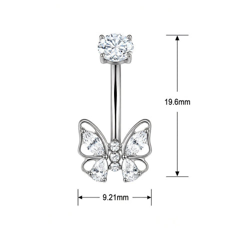 14G ASTM F136 Titanium Hollow Butterfly Belly Button Ring 0081