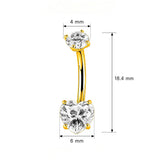 14G ASTM F136 Titanium Prong Setting Heart CZ Belly Button Ring 0008