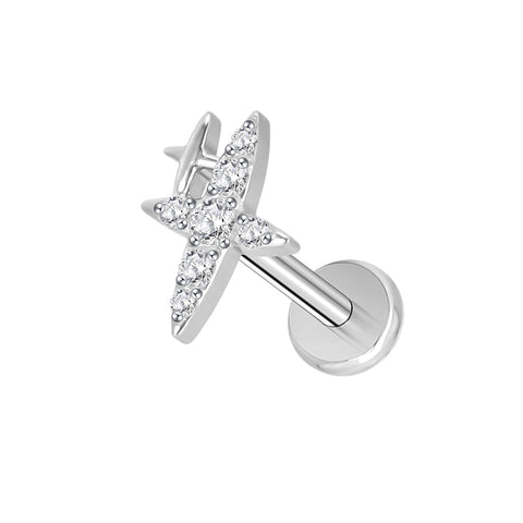 16G ASTM F136 Titanium Star Cartilage Helix Labret Stud Earring 1990