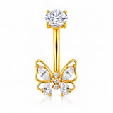 14G ASTM F136 Titanium Hollow Butterfly Belly Button Ring 0081