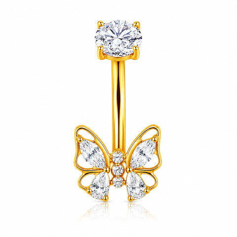 14G ASTM F136 Titanium Hollow Butterfly Belly Button Ring 0081