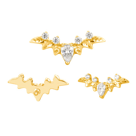 16G ASTM F136 Titanium Bat Wing Cartilage Helix Labret Stud Earring 2023