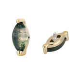 14K Solid Gold Marquise Moss Agate Labret Stud