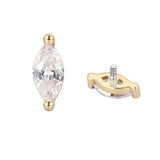 14K Solid Gold Marquise Moss Agate Labret Stud