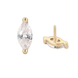 14K Solid Gold Marquise Moss Agate Labret Stud