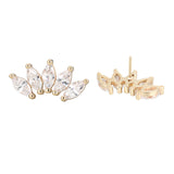 14K Solid Gold 7 Marquise Labret Stud Earring 0011