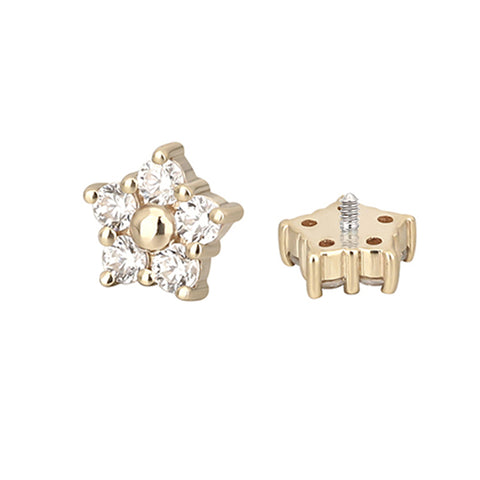 14K Solid Gold Flower Labret Stud Earring 0012