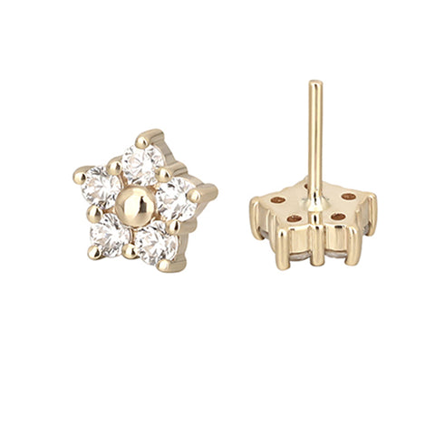14K Solid Gold Flower Labret Stud Earring 0012