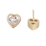 14K Solid Gold Heart Labret Stud Earring 0017