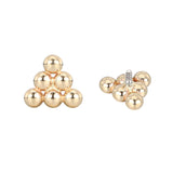 14K Solid Gold 7 Beads Labret Stud Earring 0021