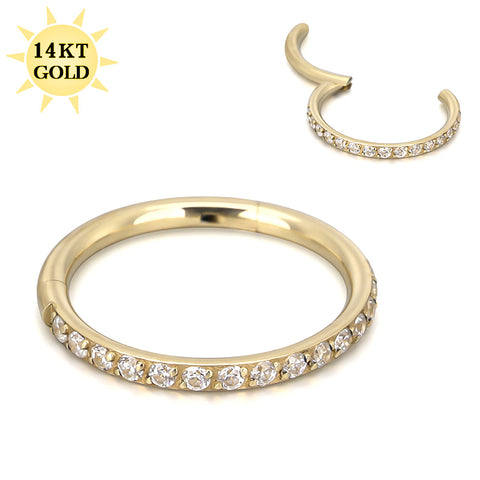 14K Solid Gold Hinged Segment Ring Daith Hoop 0004