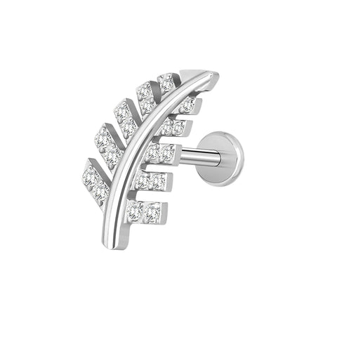 16G ASTM F136 Titanium Leaf Tree Cartilage Helix Labret Stud Earring 2000